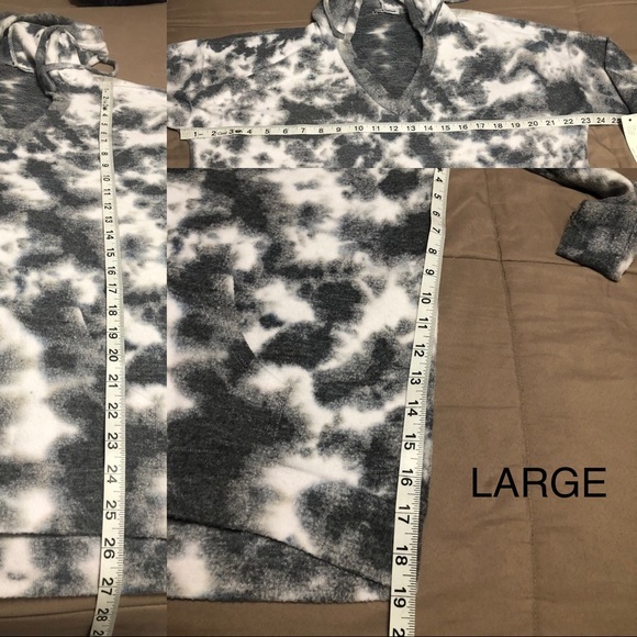 Theo & Spence Gray Tie-Dye Women's Hoodie SzL - Picture 7 of 8